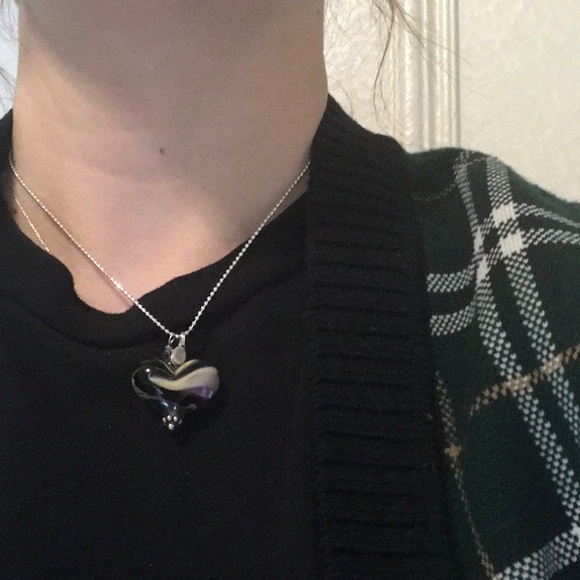 Handmade Blown Glass Heart Necklace - Picture 3 of 4